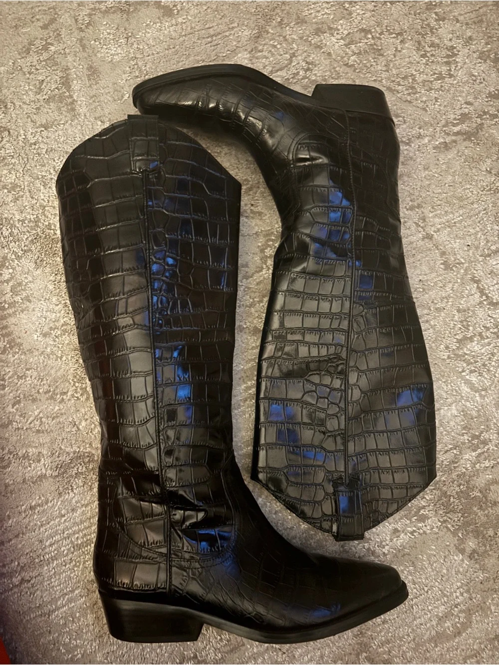 Marc Fisher LTD Classic Tall Western Boots - Black Croc-Embossed, Women’s 8.5